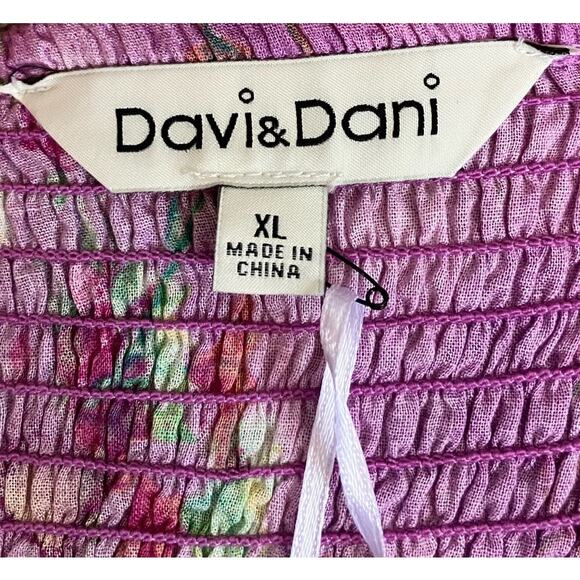 New Davi & Dani Lilac Floral Strapless Blouse XL - Picture 4 of 6